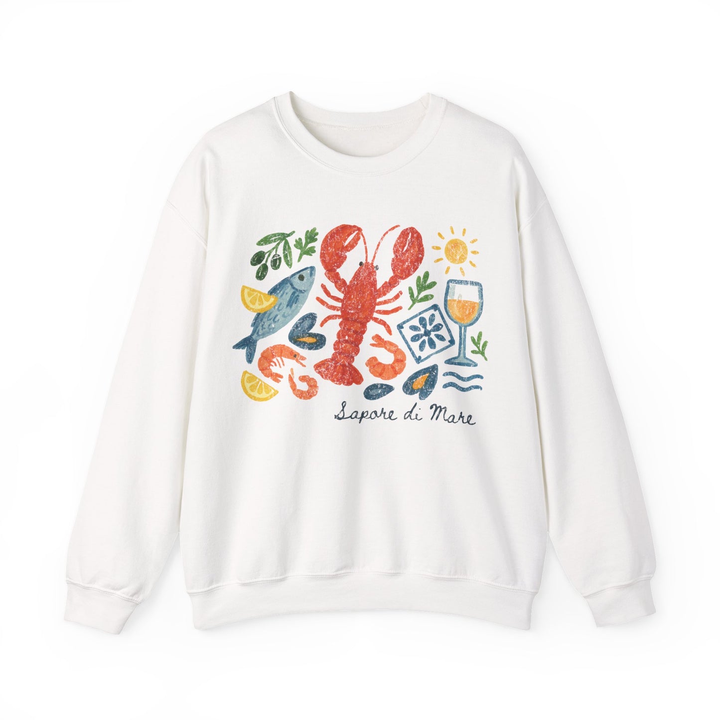 Coastal Seafood Collage Sweatshirt