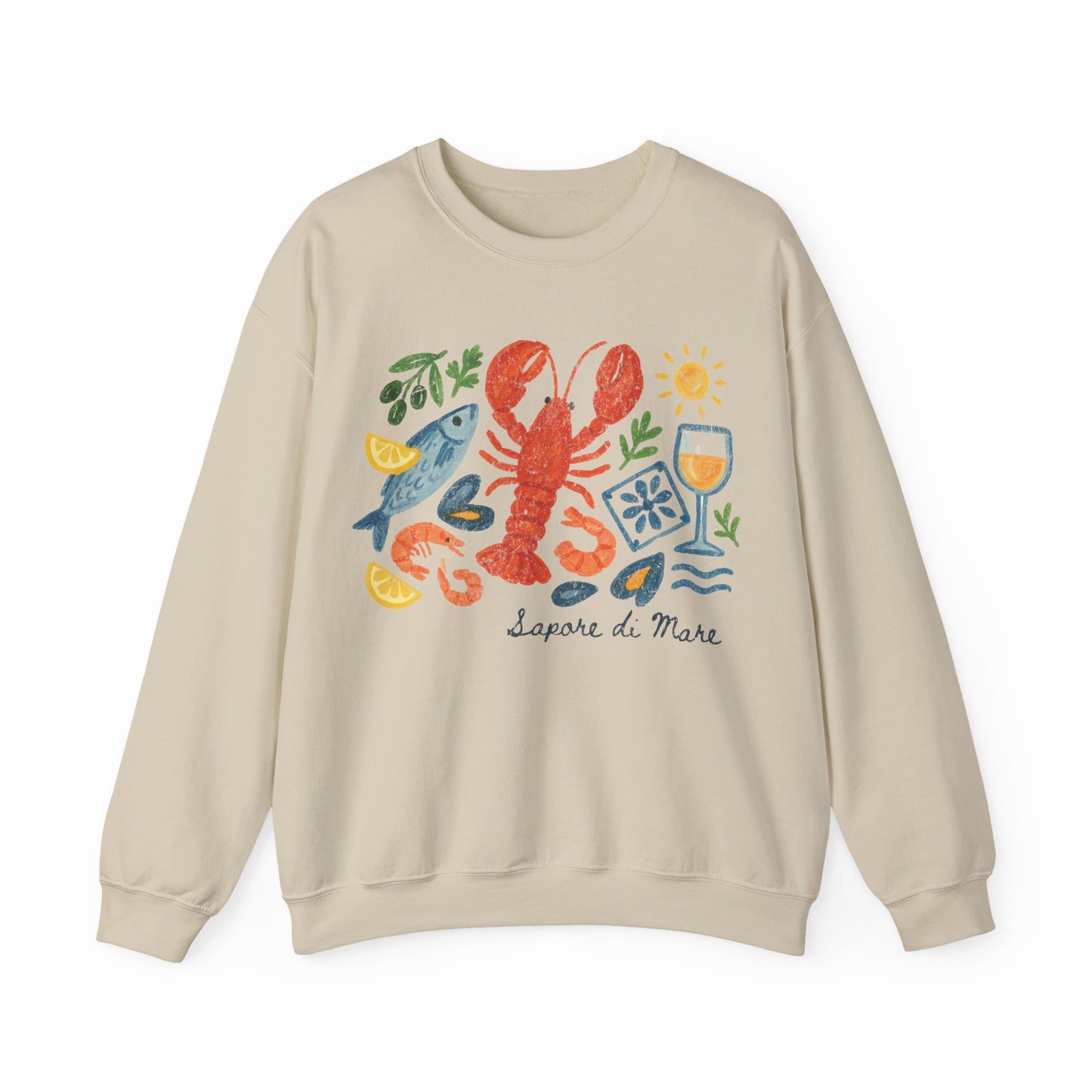 Coastal Seafood Collage Sweatshirt