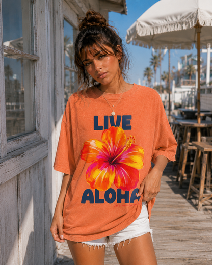 LIVE ALOHA SNOW WASHED TEE
